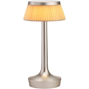 FLOS lampe de table BON JOUR UNPLUGGED (Chrome opaque avec couronne en tissu Soft - PMMA)