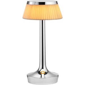 FLOS lampe de table BON JOUR UNPLUGGED (Chrome avec couronne en tissu Soft - PMMA)