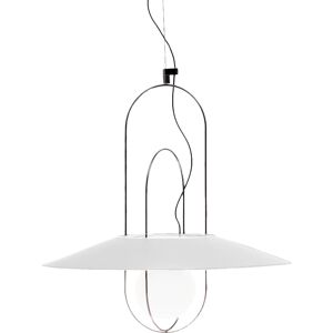 FONTANA ARTE lampe a suspension SETAREH 4381 avec diffuseur en verre Ø 65 cm (Nickel Noir avec Difffuseur Blanc - verre et metal)