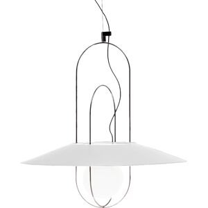 FONTANA ARTE lampe a suspension SETAREH 4381/1 avec diffuseur en verre Ø 85 cm (Nickel Noir avec Difffuseur Blanc - verre et metal)