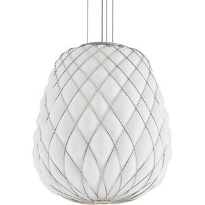 FONTANA ARTE lampe a suspension PINECONE Ø 50 cm (Blanc / Cage chromee - Verre souffle et metal)