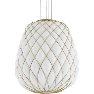 FONTANA ARTE lampe a suspension PINECONE Ø 50 cm (Blanc / Cage or - Verre souffle et metal)