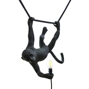 SELETTI lampe a suspension MONKEY LAMP SWING BLACK a LED (Noir - Resine)