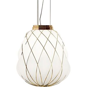 FONTANA ARTE lampe de suspension PINECONE Ø 30 cm (Blanc / Cage or - Verre souffle et metal)