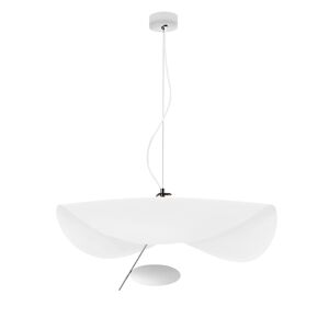 CATELLANI & SMITH lampe a suspension LEDERAM MANTA S1 (Blanc / tige satine / disque blanc - Metal)