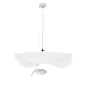 CATELLANI & SMITH lampe a suspension LEDERAM MANTA S1 (Blanc / tige or / disque blanc - Metal)