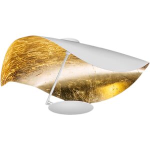 CATELLANI & SMITH lampe murale applique ou de plafond LEDERAM MANTA CWS1 (Blanc et or / tige satine / disque blanc - Metal)