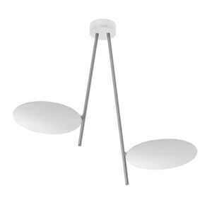 CATELLANI & SMITH lampe de plafond LEDERAM C2 (Tige satine / disque blanc - Metal)