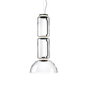 FLOS lampe a suspension NOCTAMBULE (2 Low Cylinders & Bowl - Verre souffle / Aluminium moule sous pression noir)