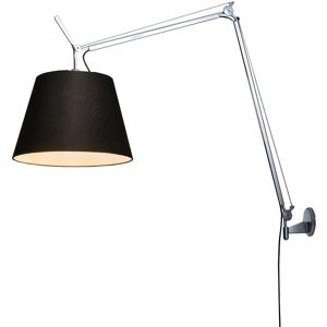 ARTEMIDE lampe murale applique TOLOMEO MEGA Ø 32 cm avec dimmer sur cable (Corps poli, diffuseur en tissu noir - Aluminium)