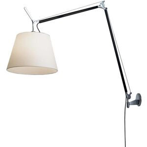 ARTEMIDE lampe murale applique TOLOMEO MEGA Ø 32 cm avec dimmer sur cable (Corps noir, diffuseur en papier parchemin - Aluminium)