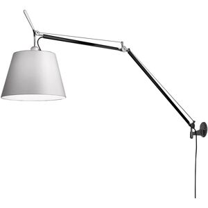 ARTEMIDE lampe murale applique TOLOMEO MEGA Ø 32 cm avec dimmer sur cable (Corps noir, diffuseur satine - Aluminium)