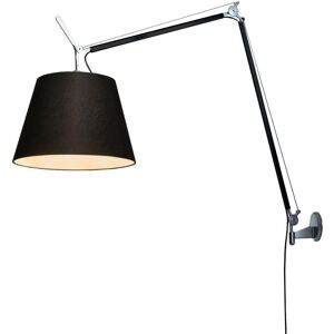 ARTEMIDE lampe murale applique TOLOMEO MEGA Ø 32 cm avec dimmer sur cable (Corps noir, diffuseur en tissu noir - Aluminium)