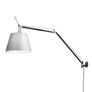 ARTEMIDE lampe murale applique TOLOMEO MEGA Ø 42 cm avec dimmer sur cable (Corps noir, diffuseur satine - Aluminium)