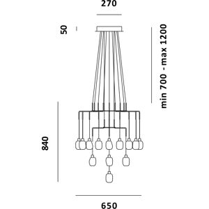 PRANDINA lampe a suspension CHAN AR9+AR3+R1 (Blanc - Verre Pyrex et metal)