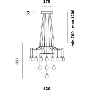 PRANDINA lampe a suspension CHAN BR9+AR3+R1 (Blanc - Verre Pyrex et metal)