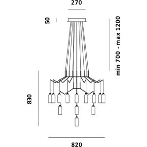 PRANDINA lampe a suspension CHAN BT9+BT3+T1 (Blanc - Verre Pyrex et metal)