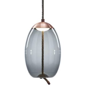 BROKIS lampe a suspension KNOT UOVO PC1018 (Gris fume et cuivre - verre et metal)