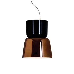 PRANDINA lampe a suspension BLOOM LED S5 (Noir brillant / Cuivre - verre soufle)