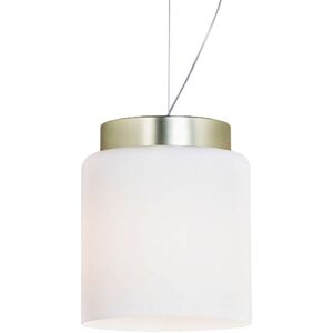 PRANDINA lampe a suspension SEGESTA S3 (Blanc opale et laiton - Diffuseur en verre et metal galvanise)