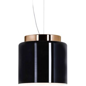 PRANDINA lampe a suspension SEGESTA S5 (Noir brillant et cuivre - Diffuseur en verre et metal galvanise)