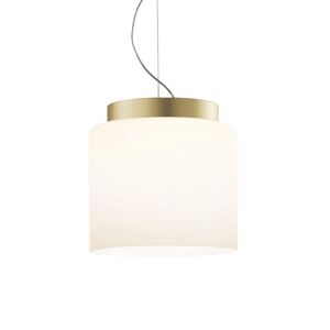 PRANDINA lampe a suspension SEGESTA S5 (Blanc opale et laiton - Diffuseur en verre et metal galvanise)