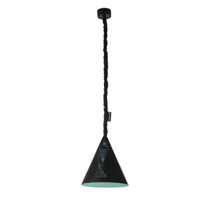 IN-ES.ARTDESIGN lampe a suspension JAZZ S LAVAGNA (Interieur turquoise - Resine effet tableau blanc et nebulite)