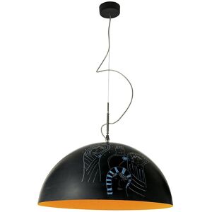 IN-ES.ARTDESIGN lampe a suspension MEZZA LUNA 1 LAVAGNA (Interieur orange - Resine effet tableau blanc et nebulite)