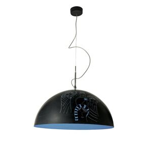 IN-ES.ARTDESIGN lampe a suspension MEZZA LUNA 1 LAVAGNA (Interieur bleu - Resine effet tableau blanc et nebulite)