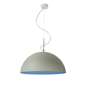 IN-ES.ARTDESIGN lampe a suspension MEZZA LUNA 1 CEMENTO (Interieur bleu - Peinture effet beton et nebulite)