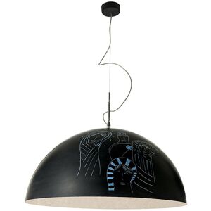 IN-ES.ARTDESIGN lampe a suspension MEZZA LUNA 2 LAVAGNA (Interieur blanc - Resine effet tableau blanc et nebulite)