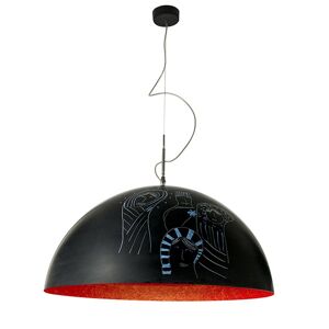 IN-ES.ARTDESIGN lampe a suspension MEZZA LUNA 2 LAVAGNA (Interieur rouge - Resine effet tableau blanc et nebulite)