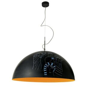 IN-ES.ARTDESIGN lampe a suspension MEZZA LUNA 2 LAVAGNA (Interieur orange - Resine effet tableau blanc et nebulite)