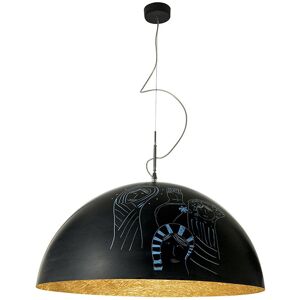 IN-ES.ARTDESIGN lampe a suspension MEZZA LUNA 2 LAVAGNA (Interieur or - Resine effet tableau blanc et nebulite)