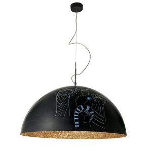 IN-ES.ARTDESIGN lampe a suspension MEZZA LUNA 2 LAVAGNA (Interieur bronze - Resine effet tableau blanc et nebulite)