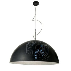 IN-ES.ARTDESIGN lampe a suspension MEZZA LUNA 2 LAVAGNA (Interieur argent - Resine effet tableau blanc et nebulite)