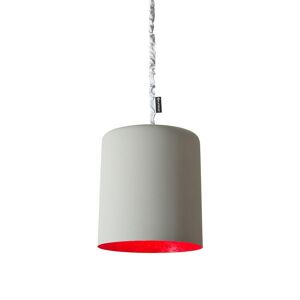 IN-ES.ARTDESIGN lampe a suspension BIN CEMENTO (Interieur rouge - Peinture effet beton et nebulite)