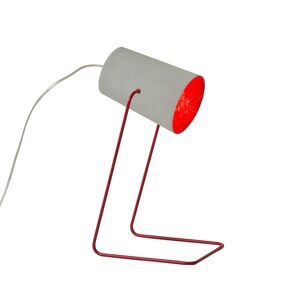 IN-ES.ARTDESIGN lampe de table PAINT T CEMENTO (Base et interieur red - Peinture effet beton, nebulite et acier)