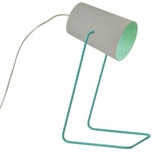 IN-ES.ARTDESIGN lampe de table PAINT T CEMENTO (Base et interieur turquoise - Peinture effet beton, nebulite et acier)