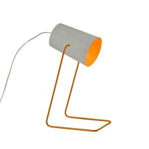 IN-ES.ARTDESIGN lampe de table PAINT T CEMENTO (Base et interieur orange - Peinture effet beton, nebulite et acier)