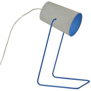 IN-ES.ARTDESIGN lampe de table PAINT T CEMENTO (Base et interieur bleu - Peinture effet beton, nebulite et acier)