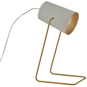 IN-ES.ARTDESIGN lampe de table PAINT T CEMENTO (Base et interieur bronze - Peinture effet beton, nebulite et acier)