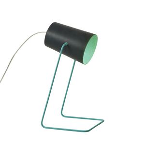 IN-ES.ARTDESIGN lampe de table PAINT T LAVAGNA (Base et interieur turquoise - Resine effet tableau noir, nebulite et acier)