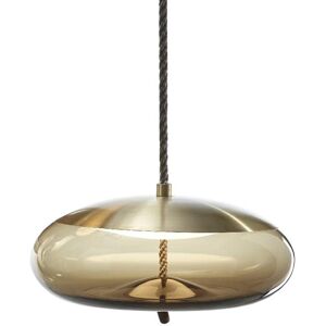 BROKIS lampe a suspension KNOT SMALL DISCO PC1037 (Brun fume et laiton - verre et metal)