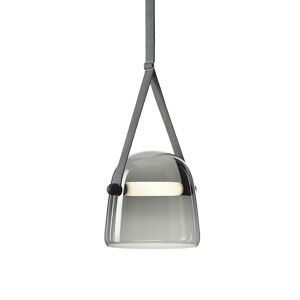 BROKIS lampe a suspension MONA LARGE PC938 (Fume et bracelet gris - Verre et cuir)