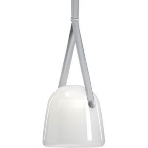 BROKIS lampe a suspension MONA LARGE PC938 (Opalin et bracelet gris - Verre et cuir)