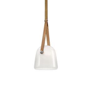 BROKIS lampe a suspension MONA MEDIUM PC979 (Opalin et bracelet naturel - Verre et cuir)