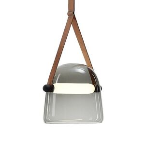 BROKIS lampe a suspension MONA XL PC1030 (Fume et bracelet naturel - Verre et cuir)