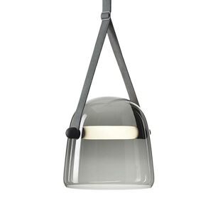 BROKIS lampe a suspension MONA XL PC1030 (Fume et bracelet gris - Verre et cuir)