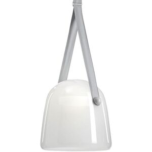 BROKIS lampe a suspension MONA XL PC1030 (Opalin et bracelet gris - Verre et cuir)